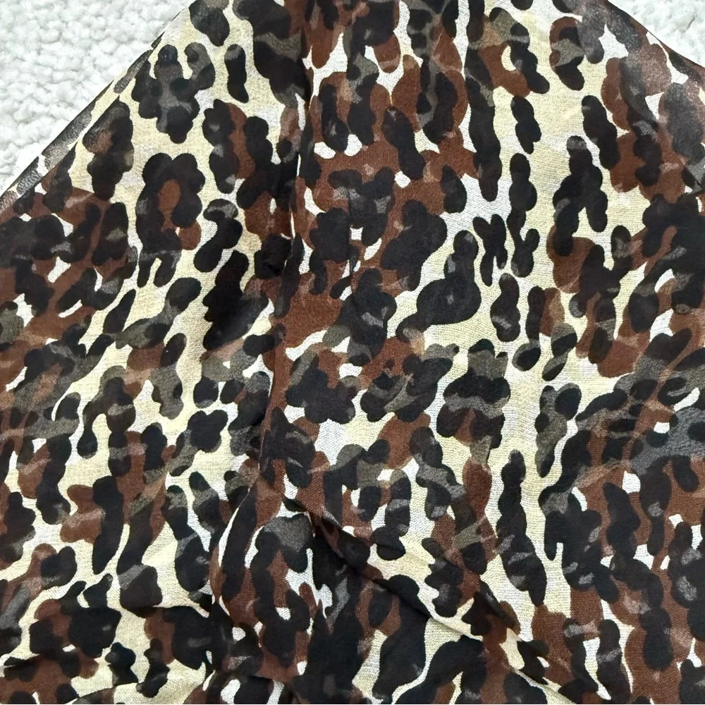 Echo Women's Silk Camo Print Scarf - Black, Brown, and Tan 21.5*21.5